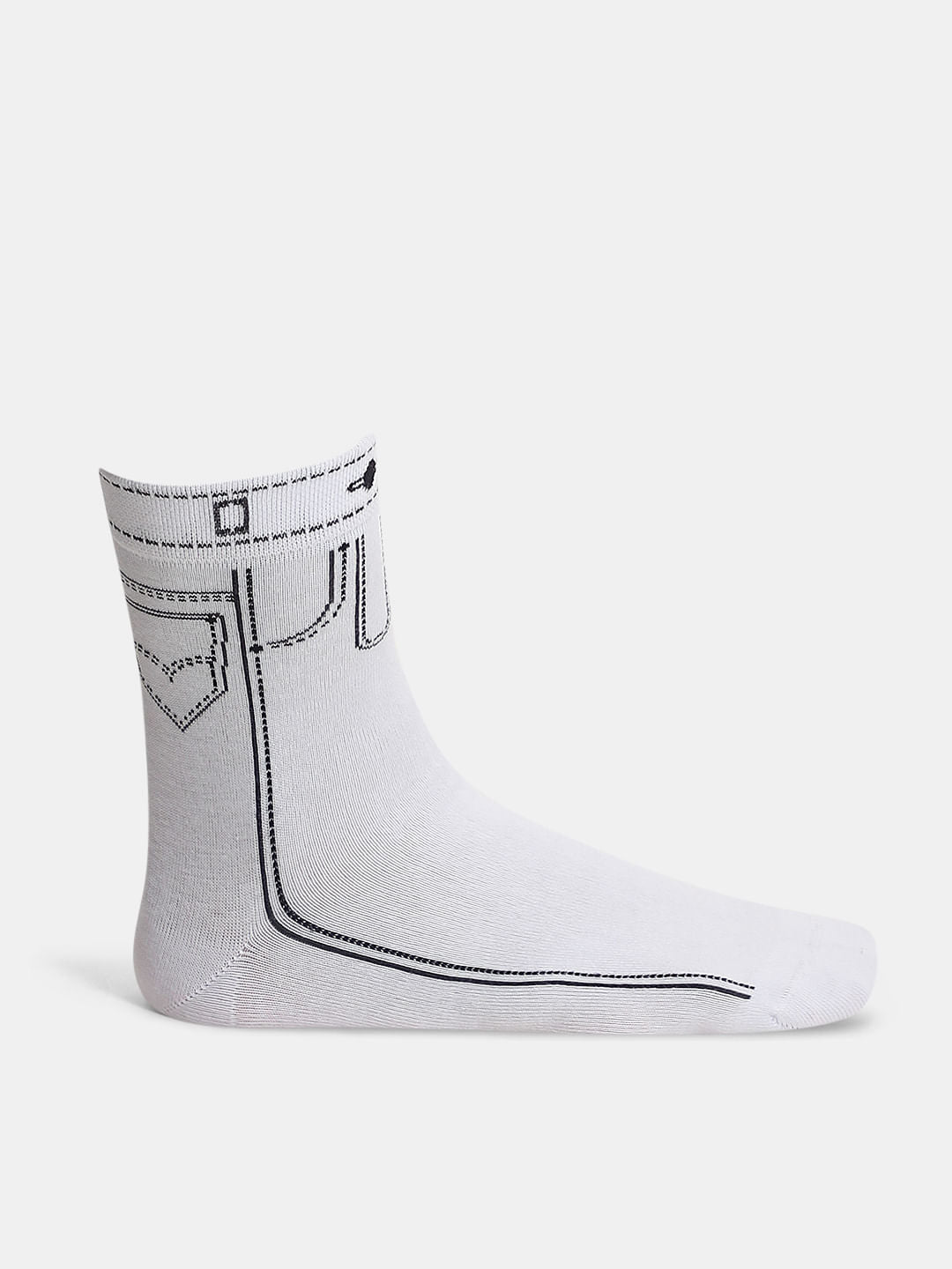 Pack Of 2 Mid-Length Denim Style Socks - Black & White