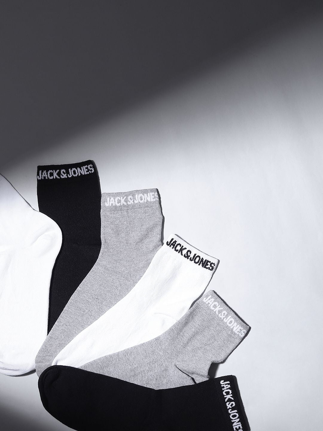 Pack Of 3 Solid Mid-Length Socks - White, Black & Grey
