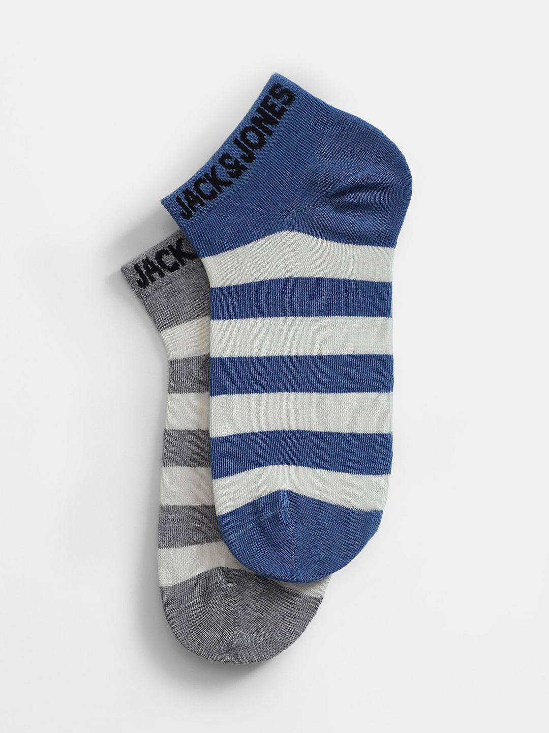 Pack Of 2 Striped Ankle Length Socks - Blue & Grey - ONE