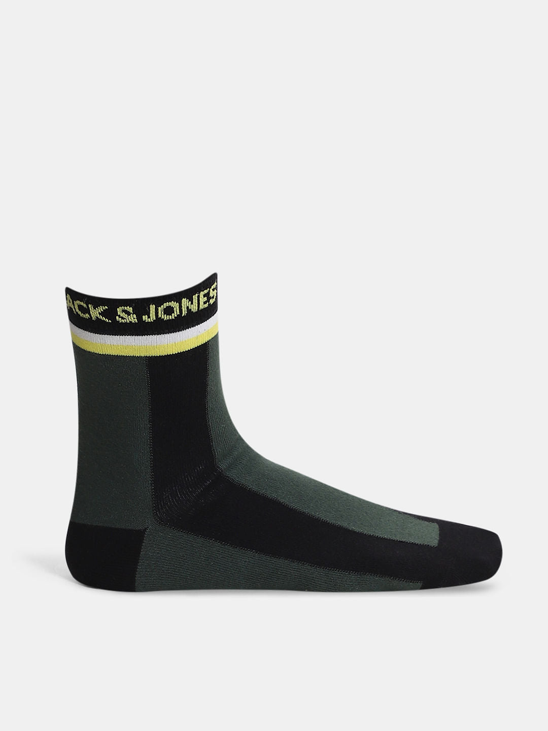 Pack Of 2 Mid-Length Striped Socks - Green & Yellow