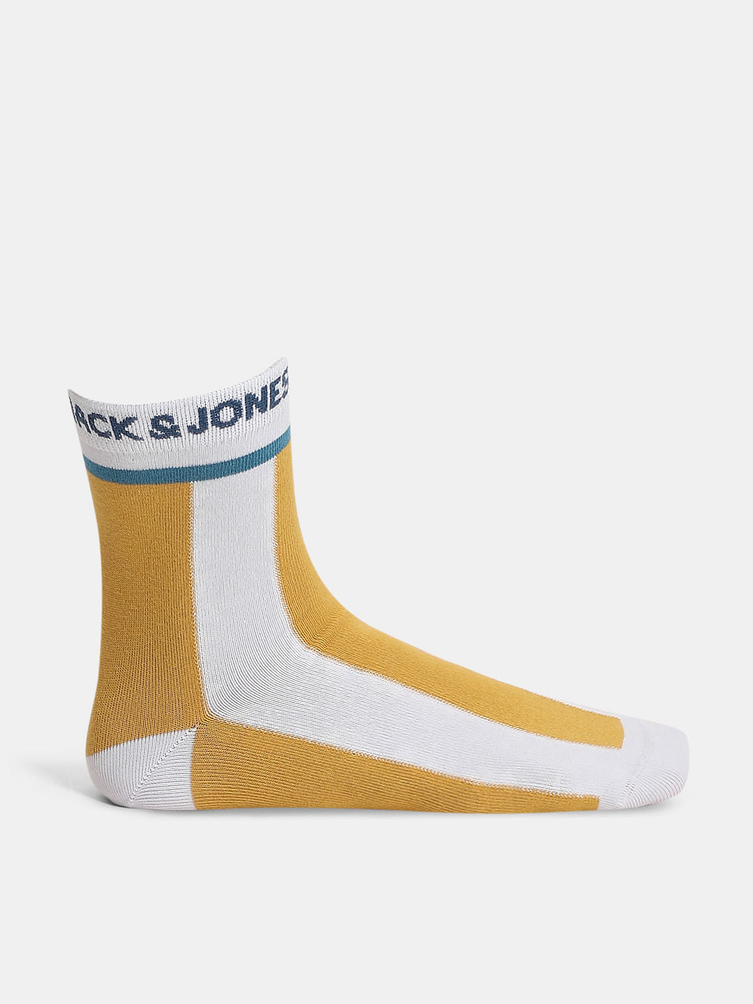 Pack Of 2 Mid-Length Striped Socks - Green & Yellow