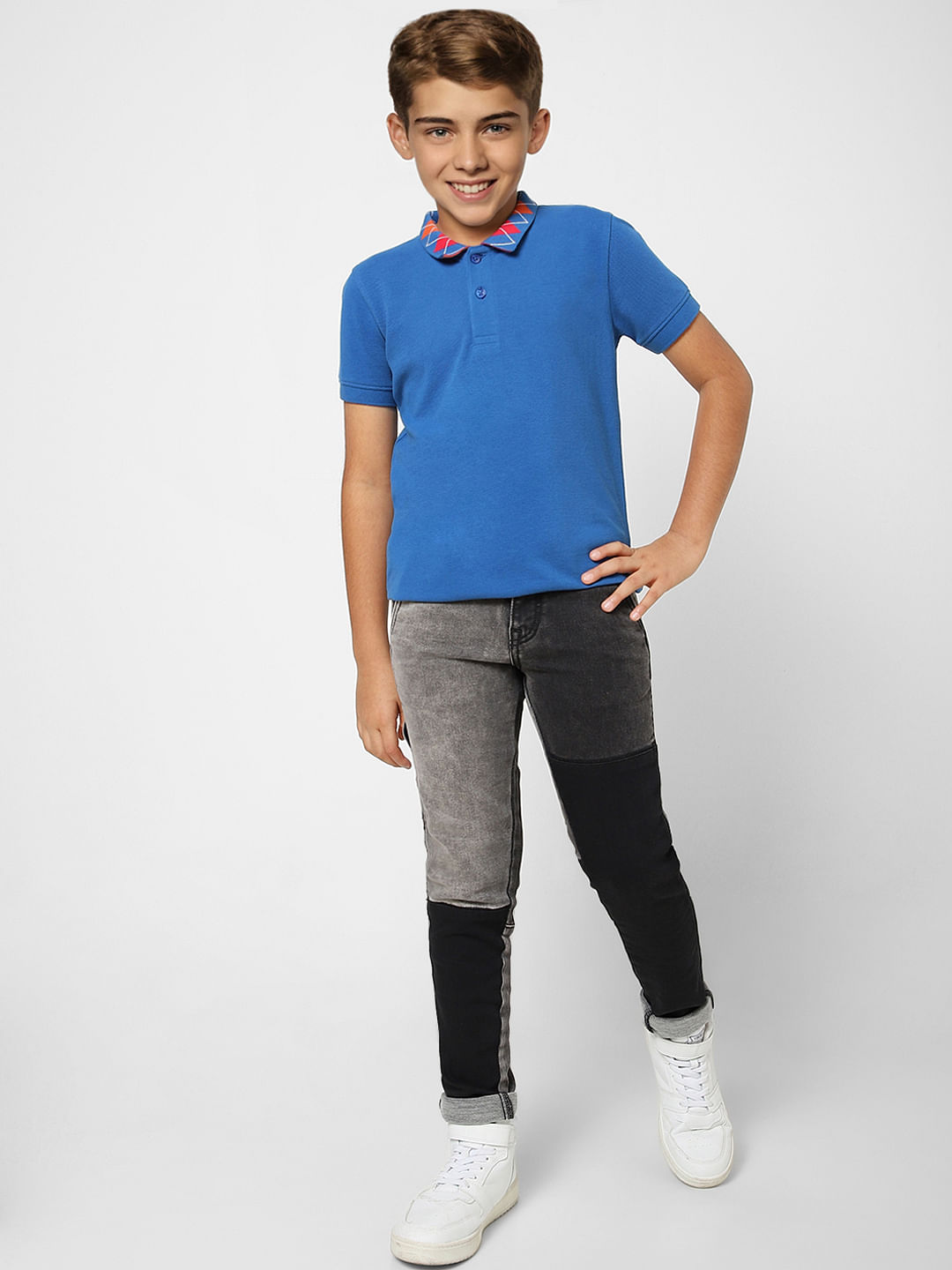 Boys Blue Polo Neck T-shirt - 4/5Y