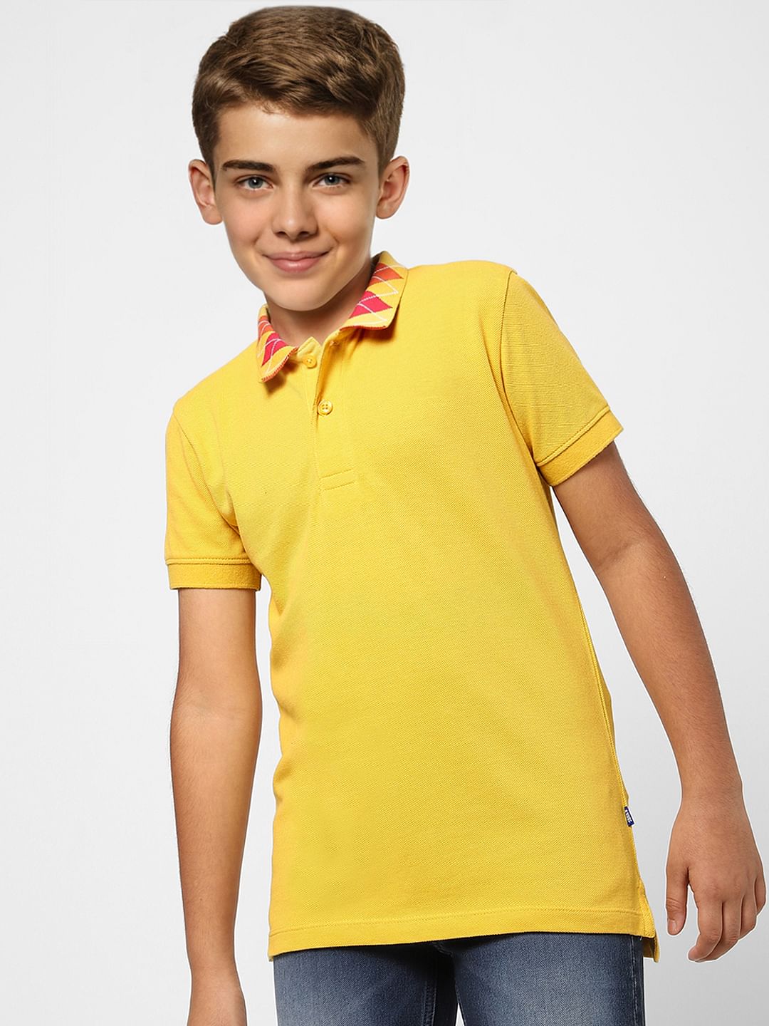 Boys Yellow Polo Neck T-shirt