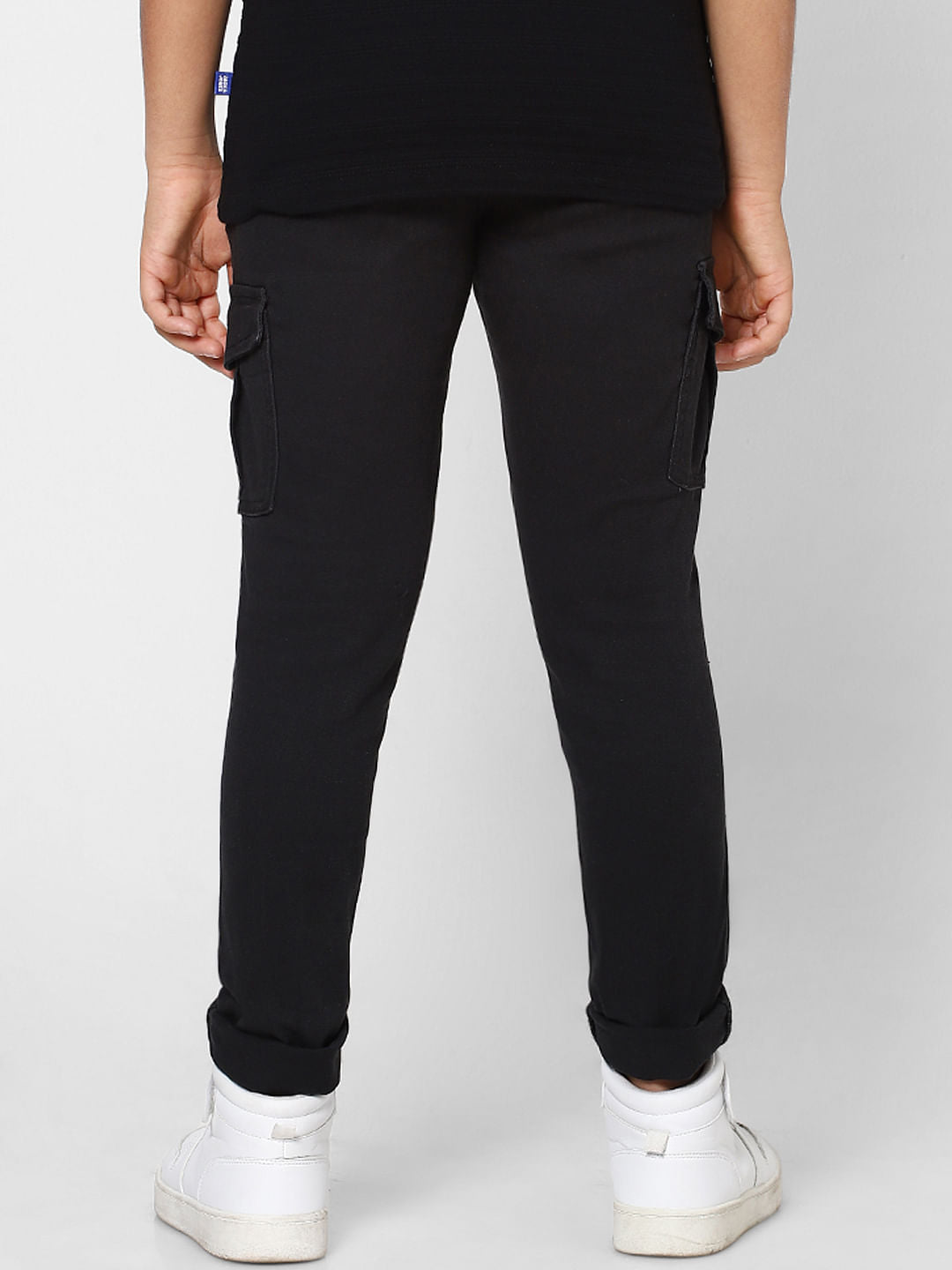 BOYS Black Low Rise Cotton Pants