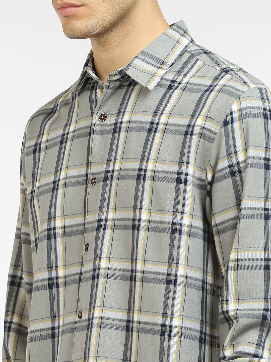 Grey Check Full Sleeves Shirt