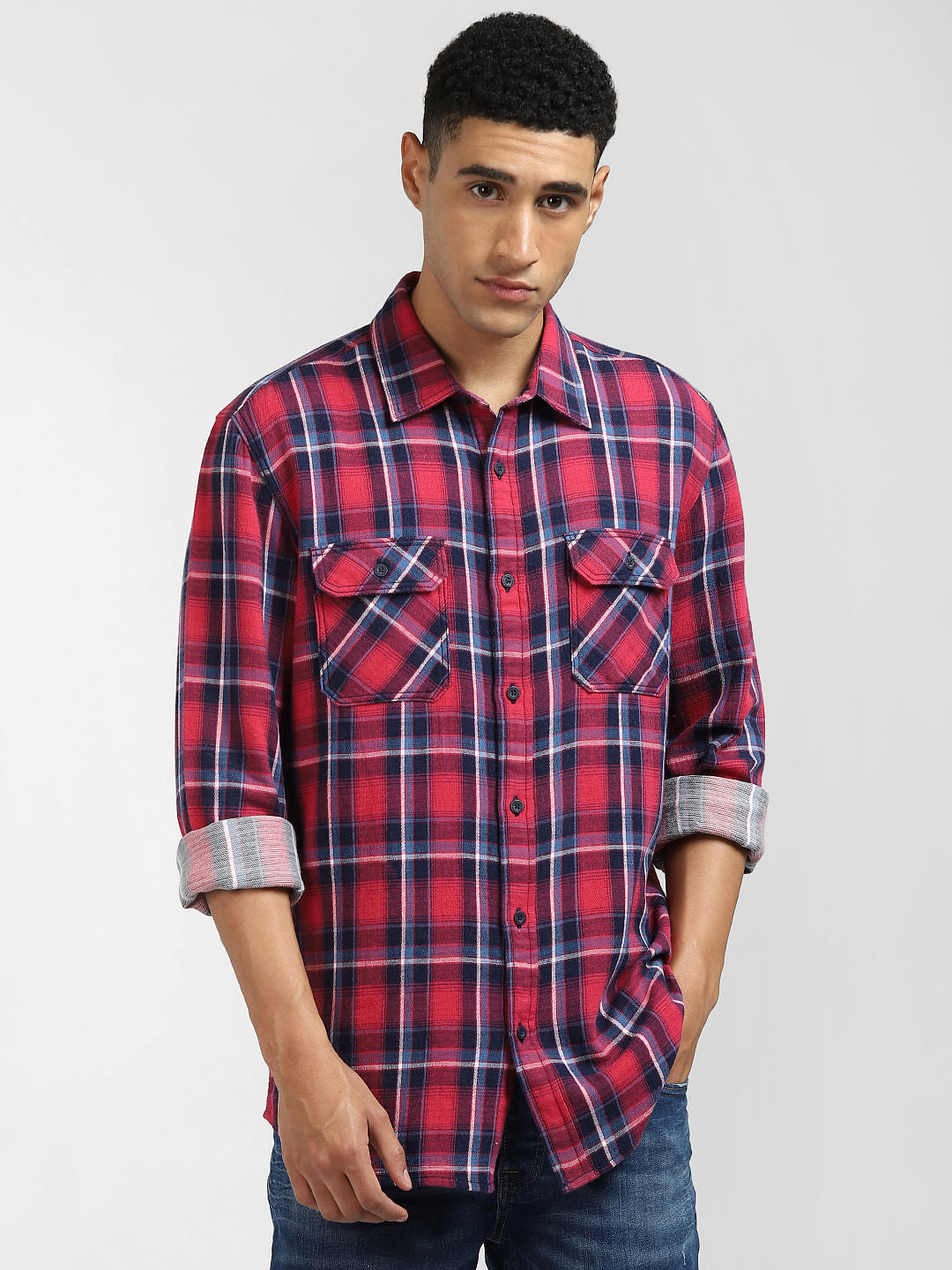 Red Check Full Sleeves Shirt