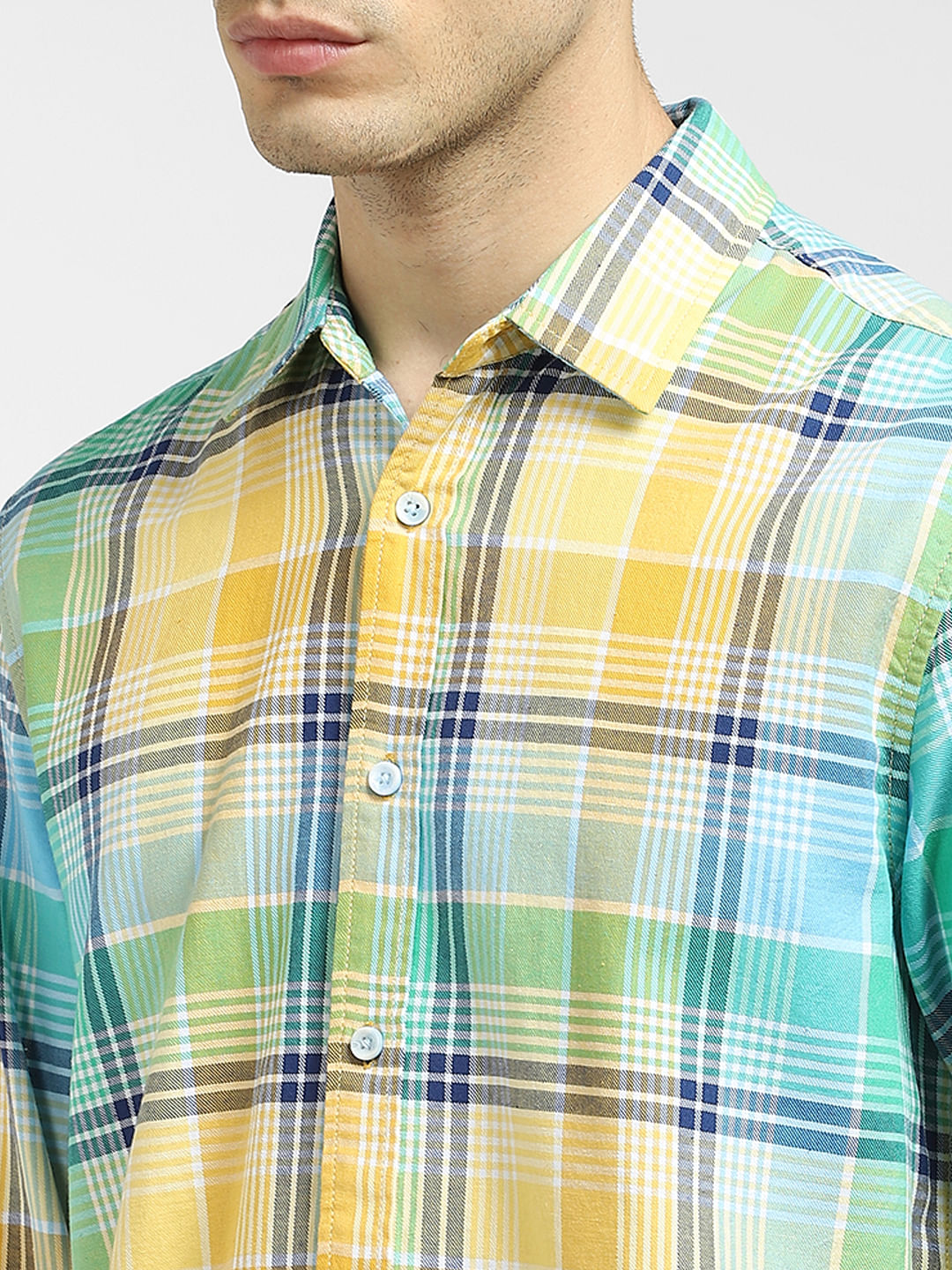 Green Checked Full Sleeves Shirt