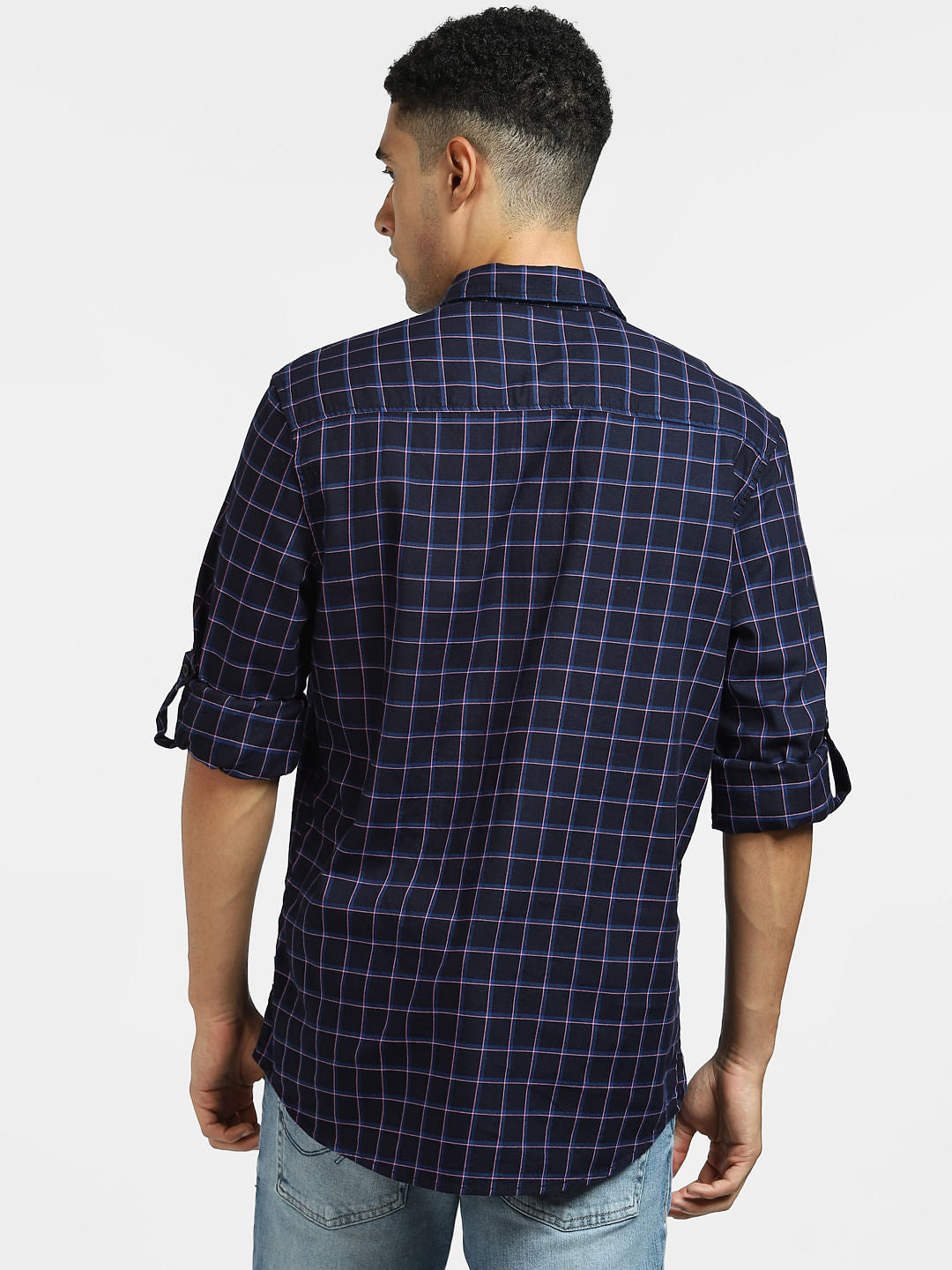 Blue Check Print Full Sleeves Shirt