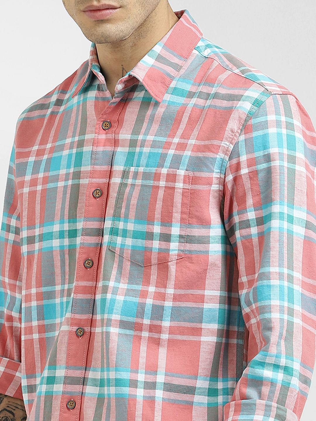 Pink Checked Full Sleeves Shirt
