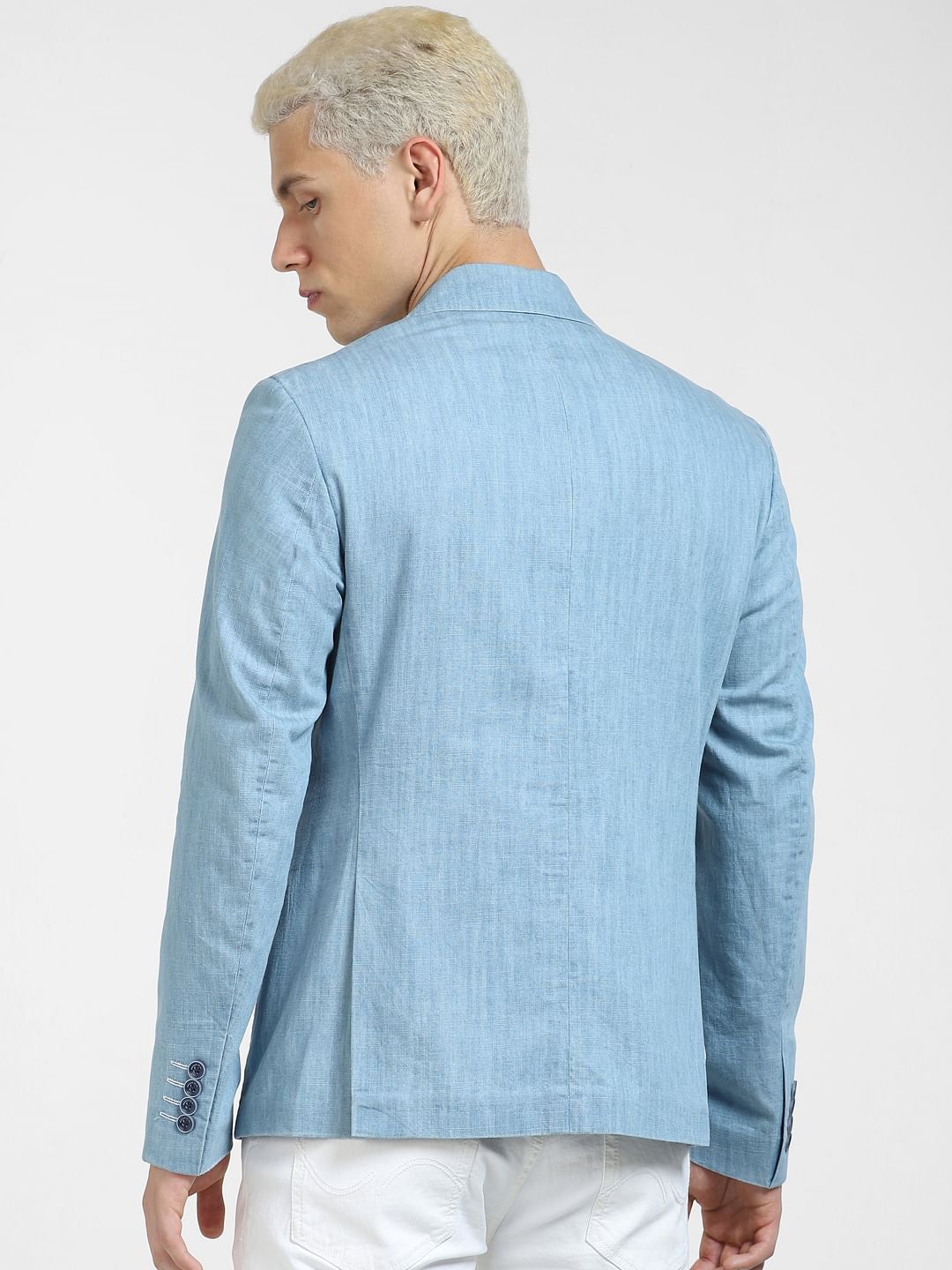 Light Blue Slim Fit Denim Blazer