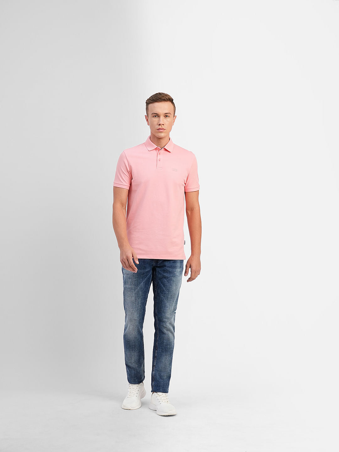 Pink Polo Neck T-shirt