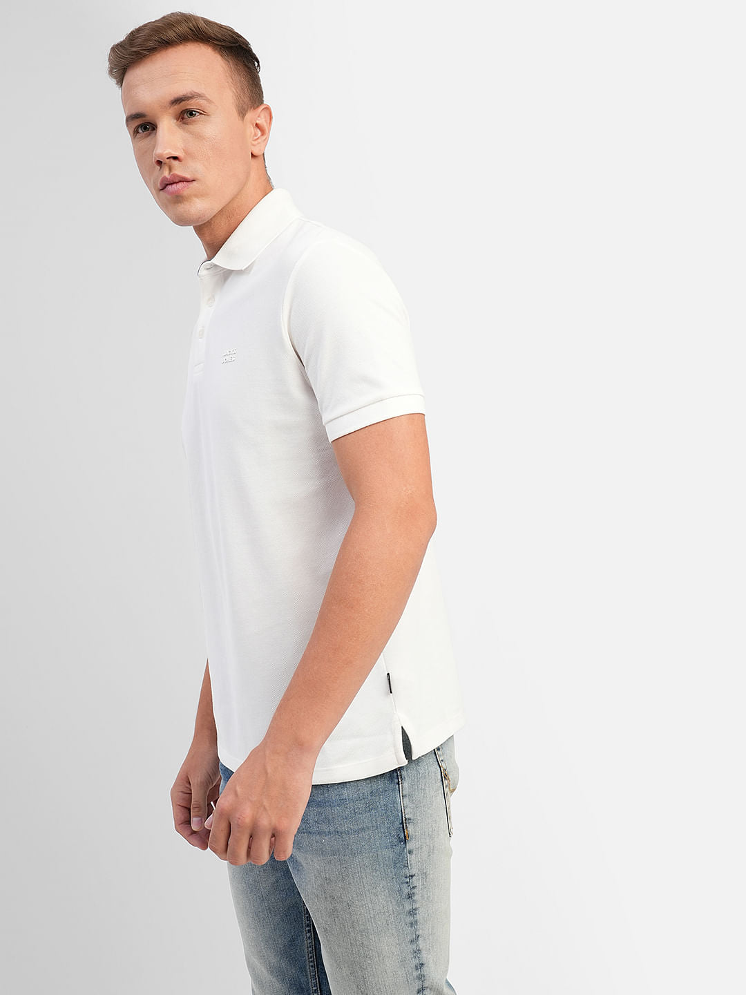 White Knitted Polo T-shirt