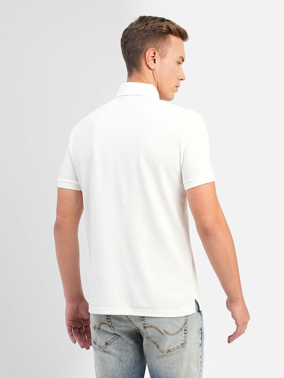 White Knitted Polo T-shirt