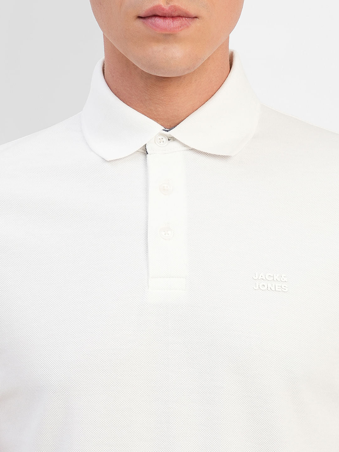 White Knitted Polo T-shirt