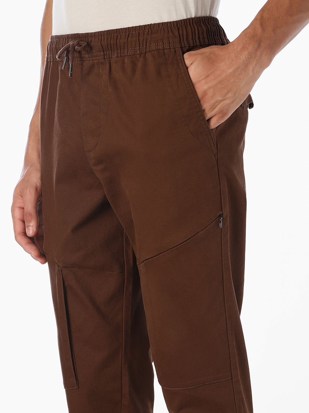Black Solid Slim Fit cargo