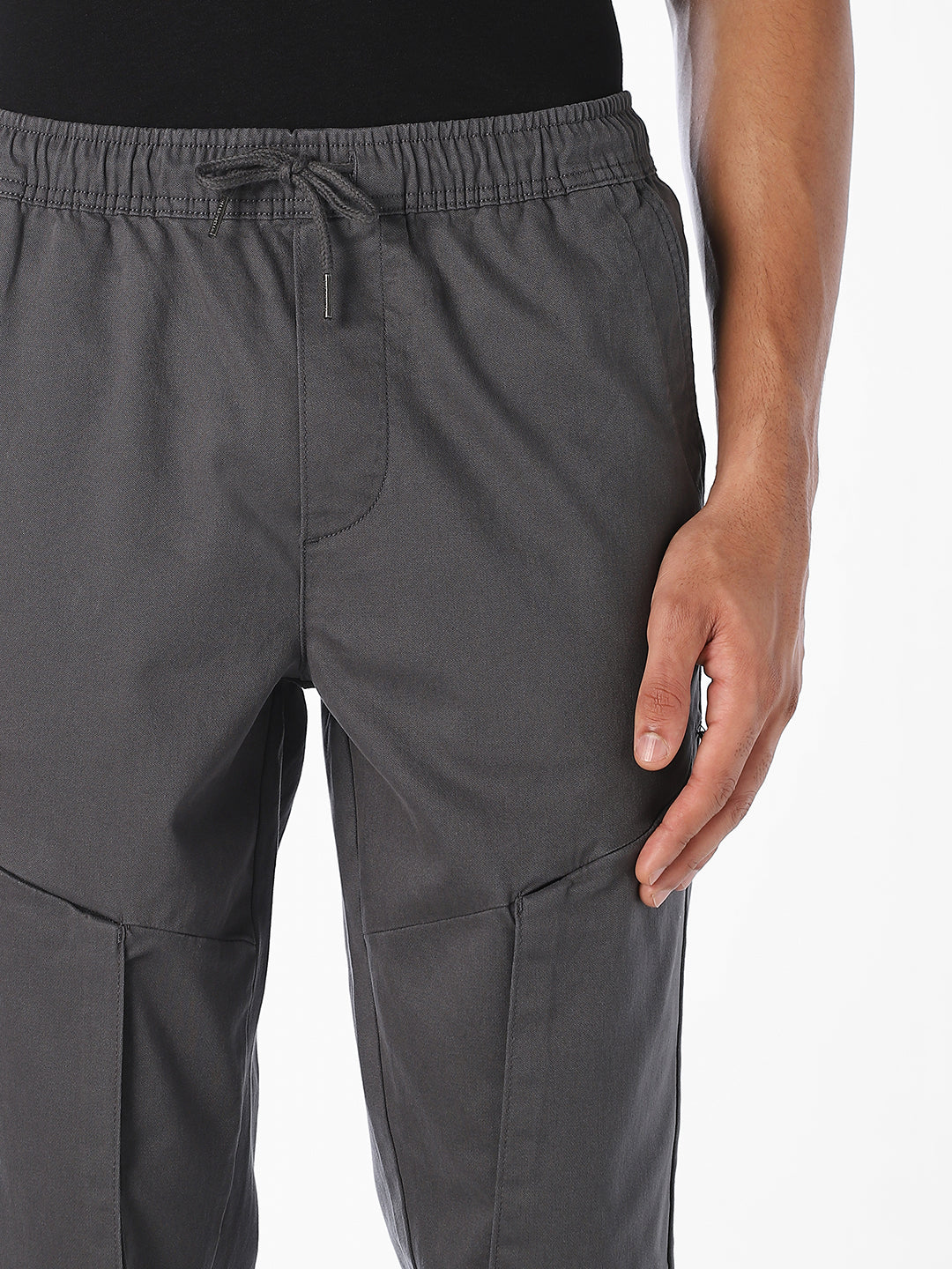 Brown Solid Slim Fit cargo