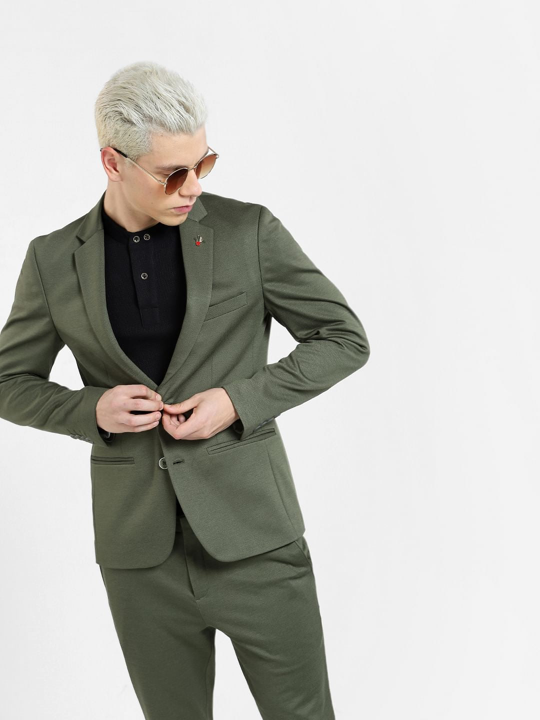 Green Slim Fit Blazer - 46