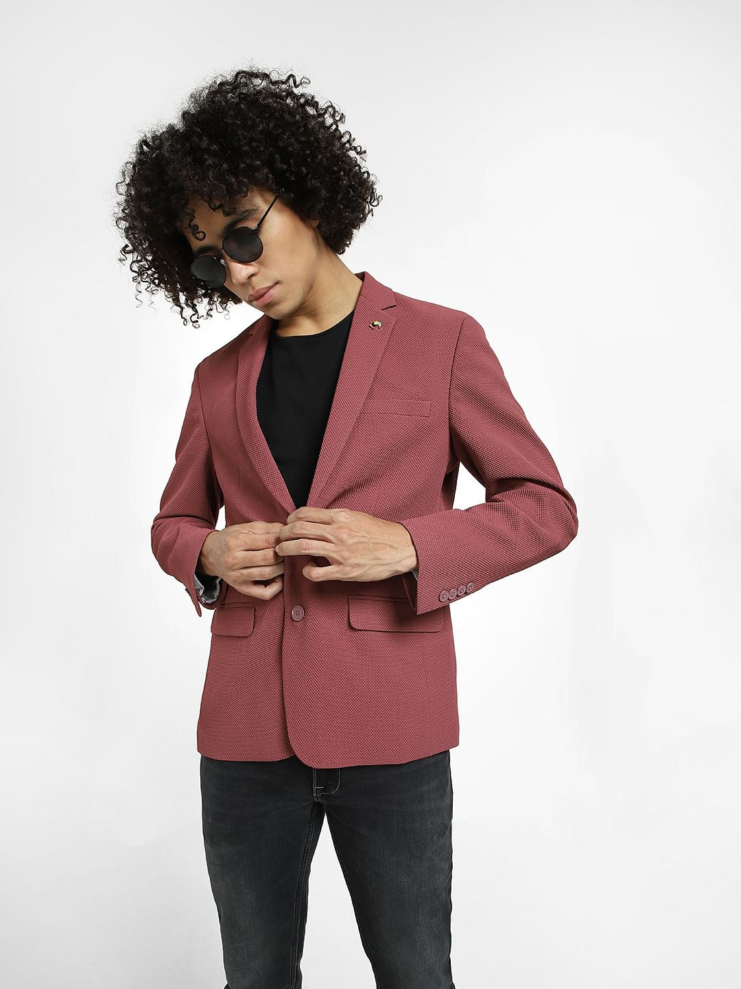 Mauve Knitted Blazer - 46
