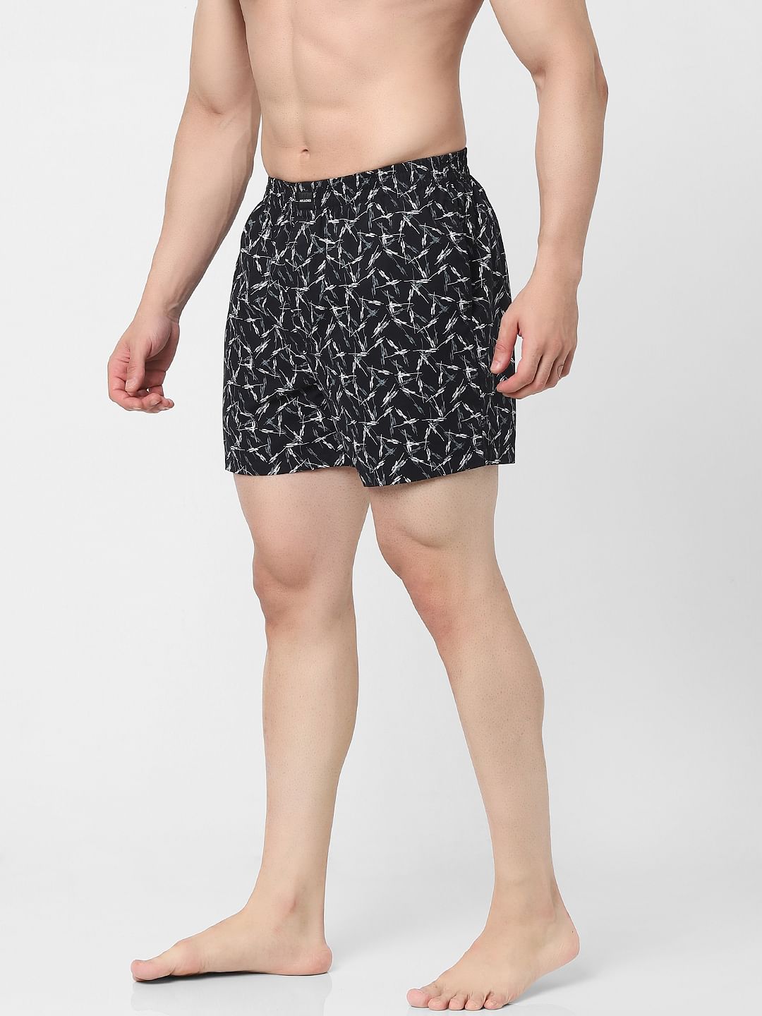 Black Abstract Print Boxers