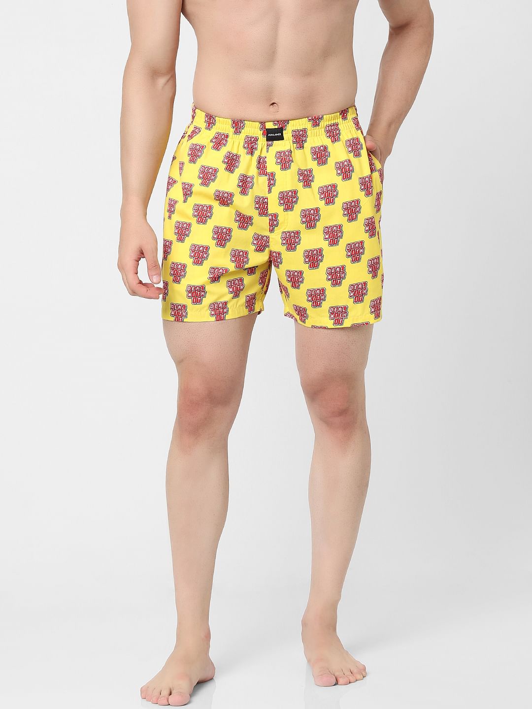 Yellow Graphic Print Boxers