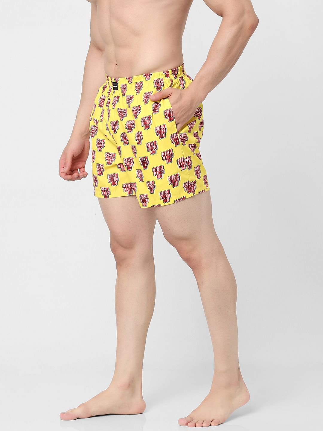Yellow Graphic Print Boxers