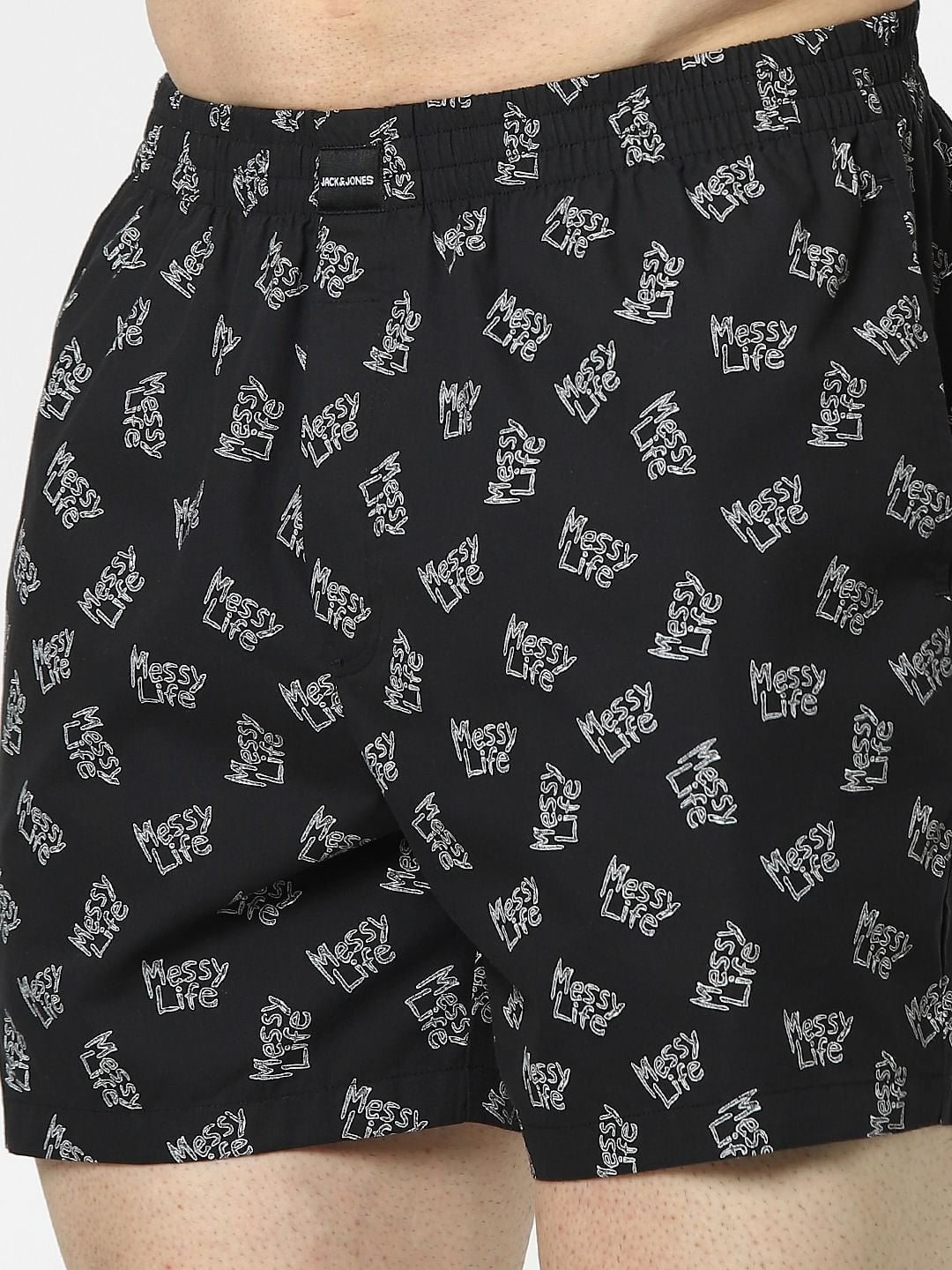 Black Text Print Boxers