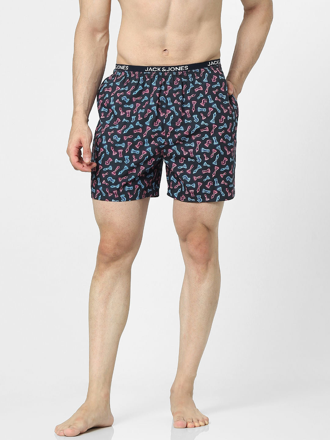 Navy Blue Graphic Print Boxers - S