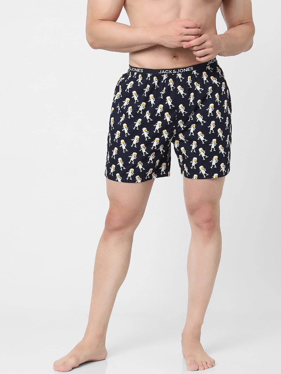 Navy Blue Graphic Print Boxers - S