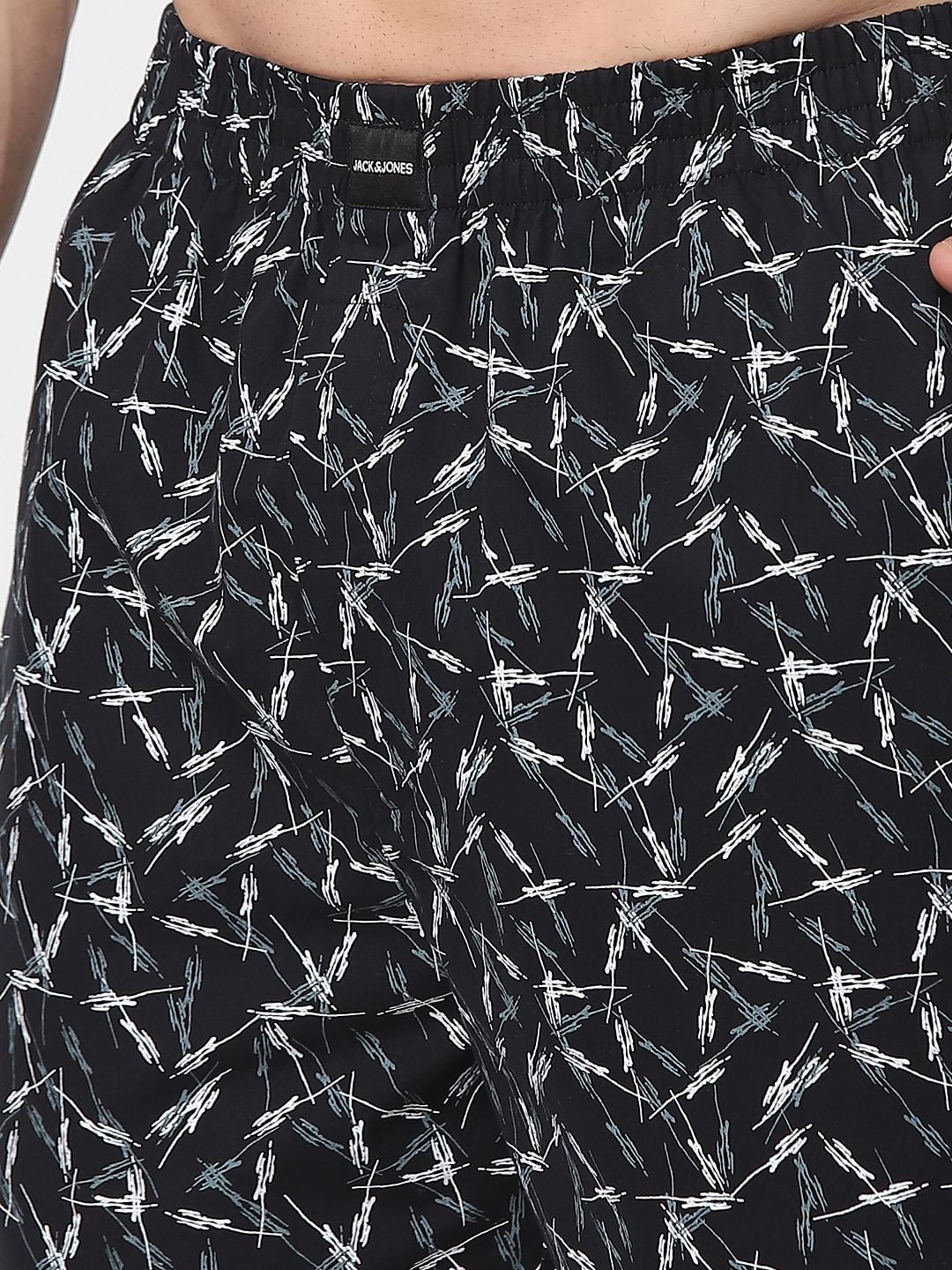 Black Abstract Print Boxers