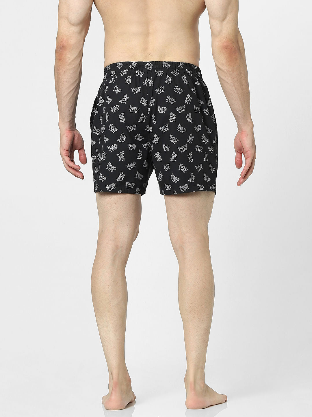 Black Text Print Boxers