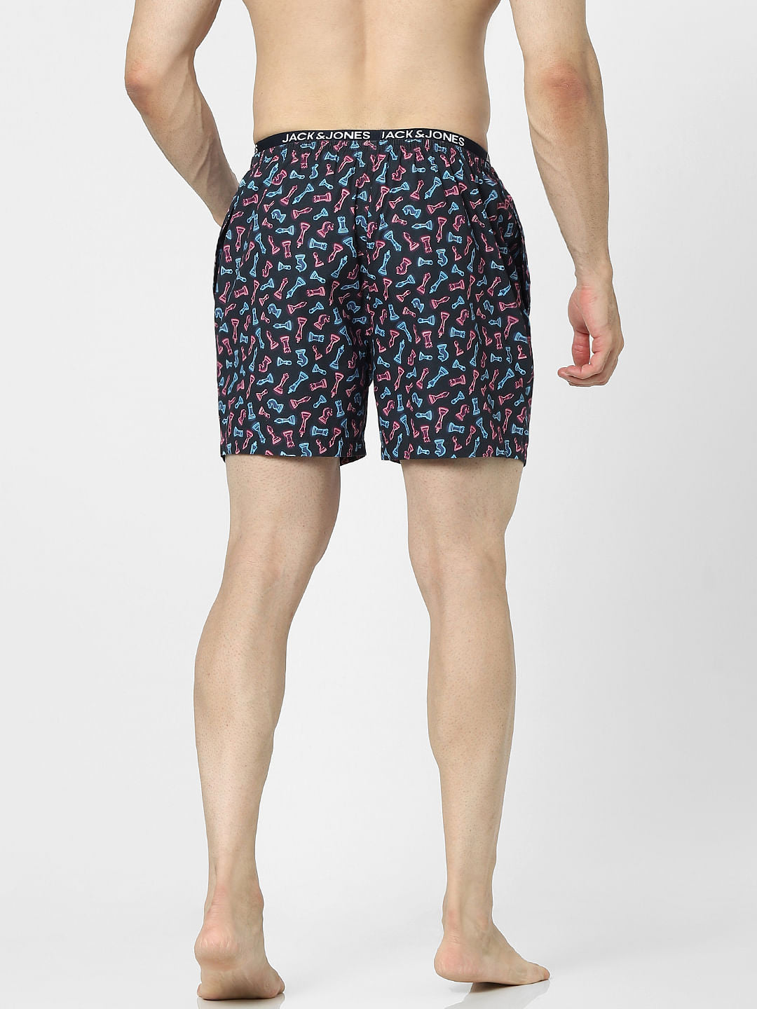 Navy Blue Graphic Print Boxers
