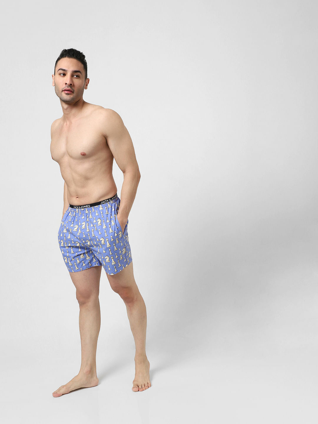 Blue Printed Boxers - S