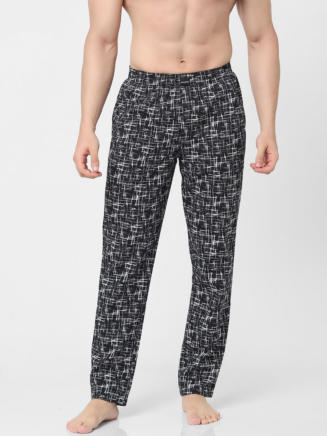 Black Abstract Print Pyjamas - S