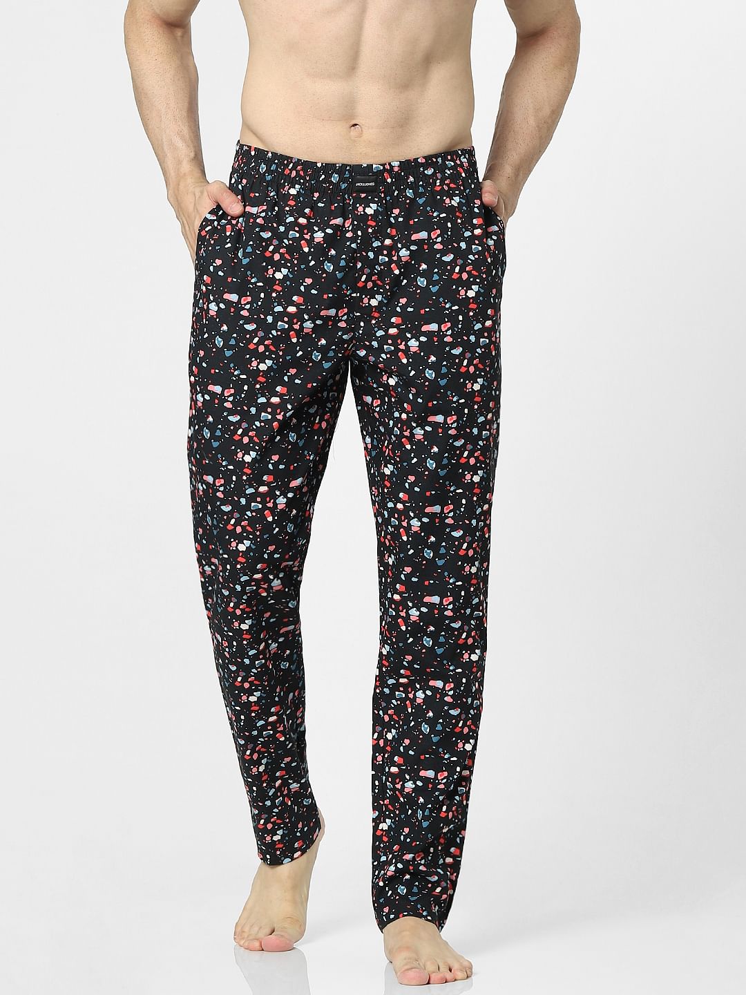Black Mid Rise All Over Print Pyjamas