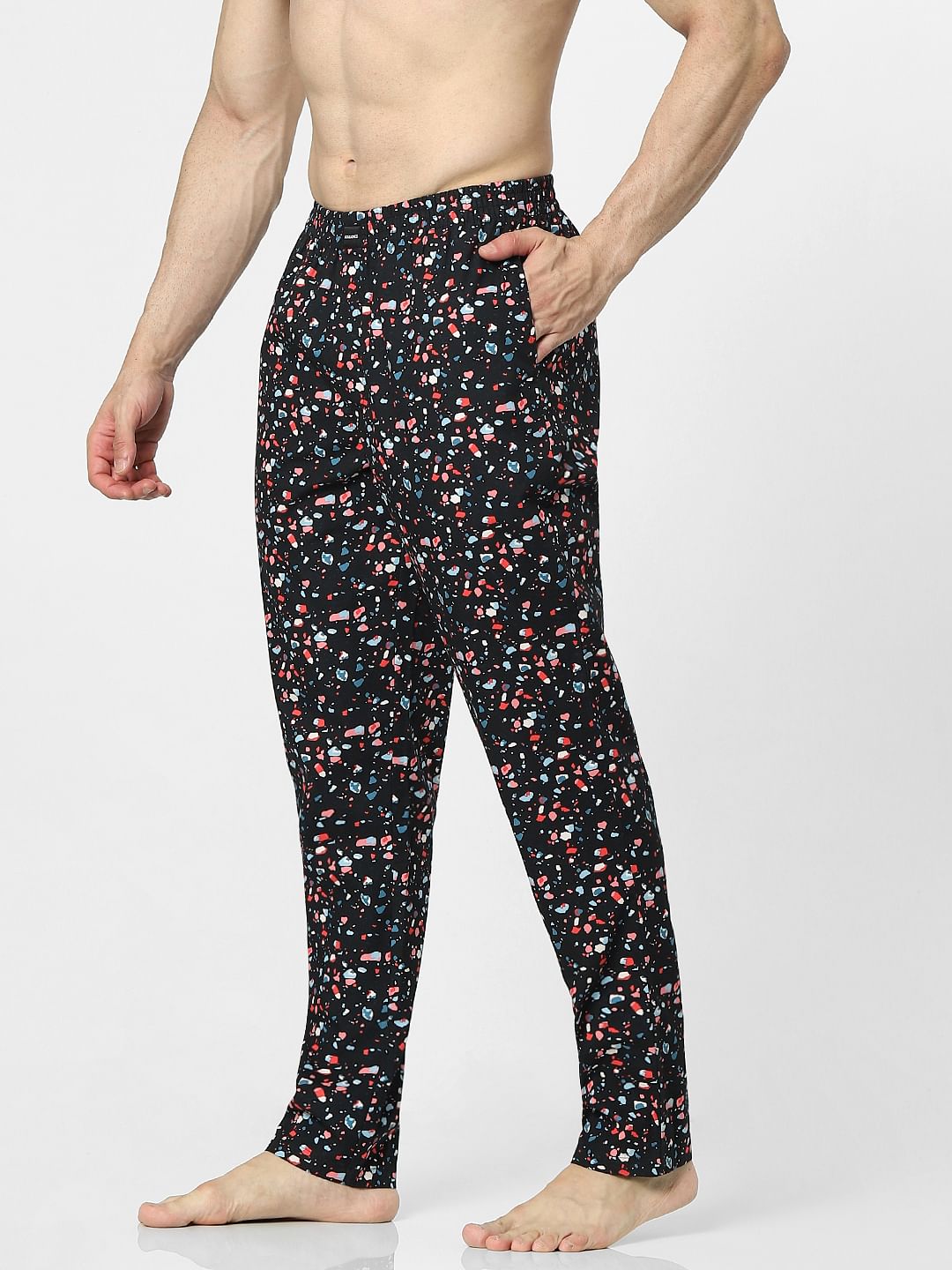 Black Mid Rise All Over Print Pyjamas