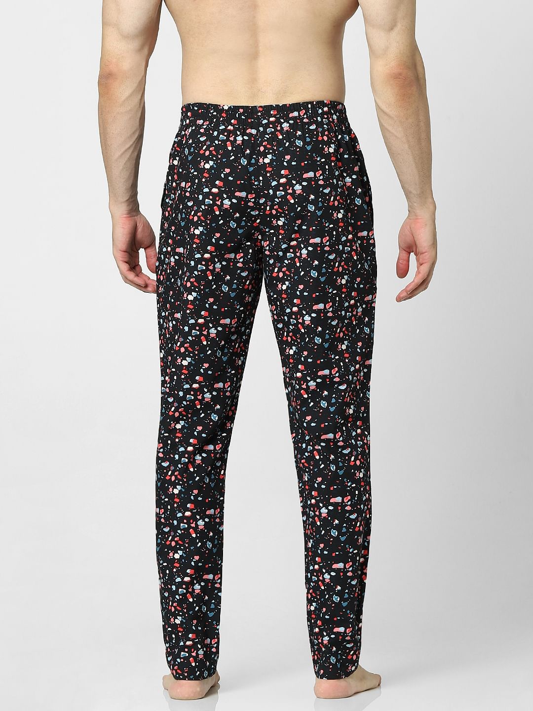 Black Mid Rise All Over Print Pyjamas