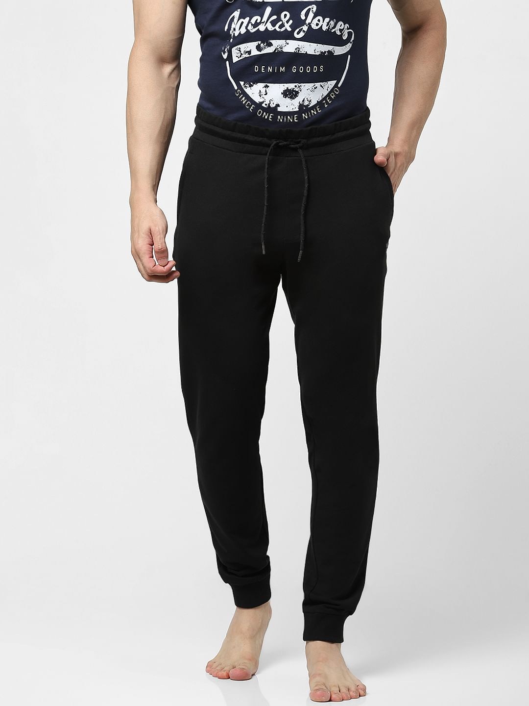 Black Mid Rise Jogger Trackpants