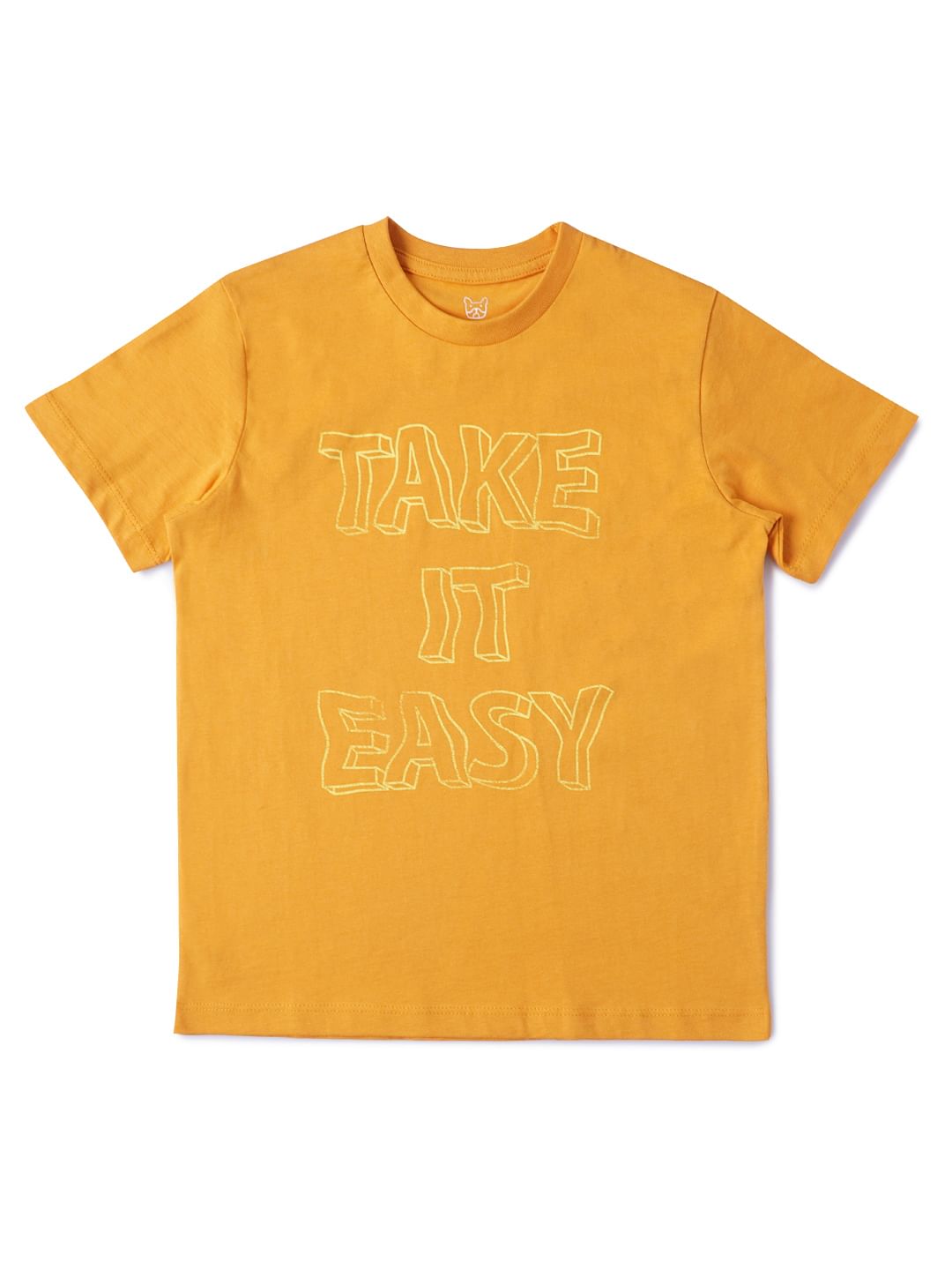 Boys Orange Graphic Print T-shirt
