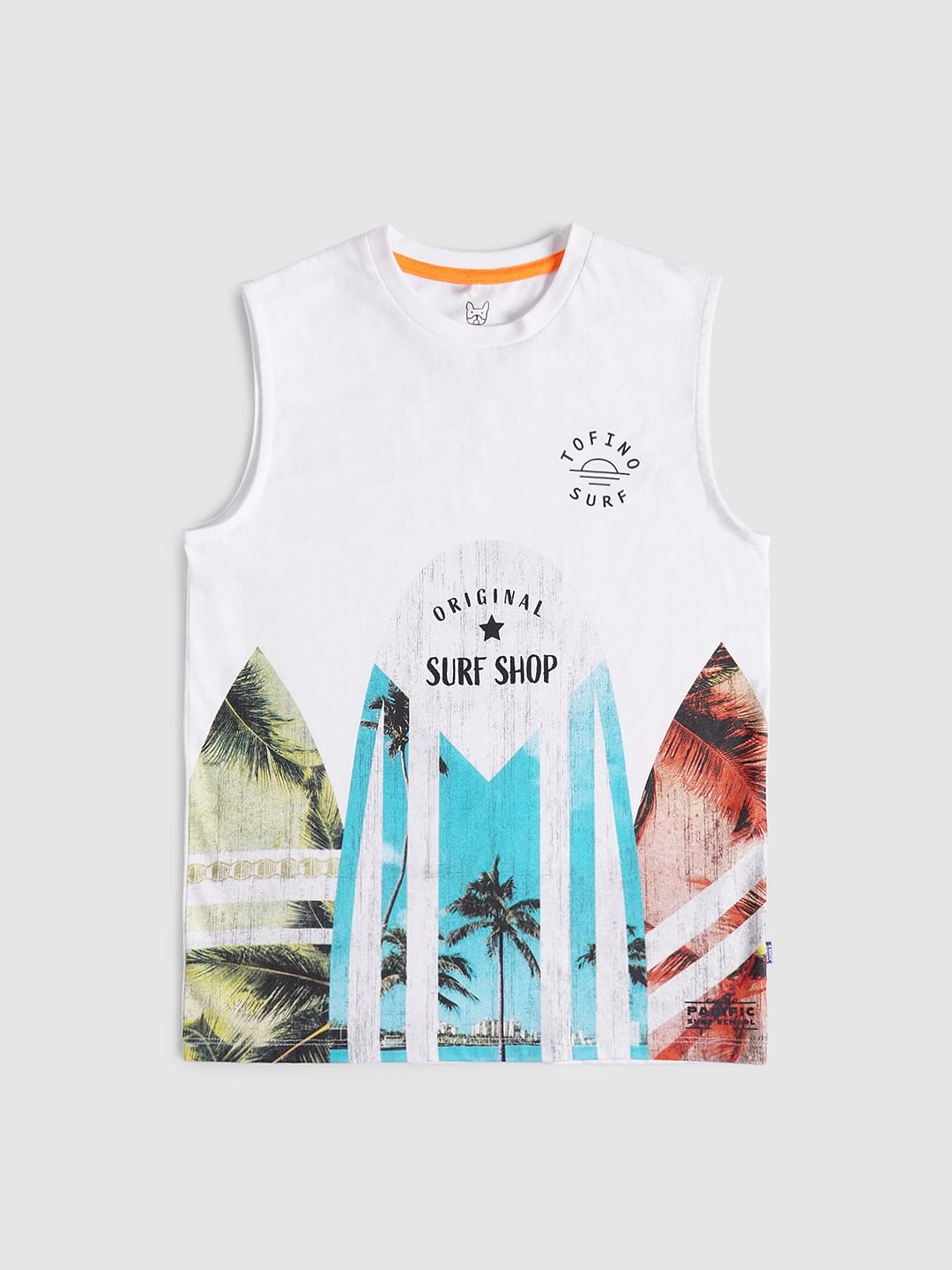 Boys White Sleeveless T-shirt - 4/5Y