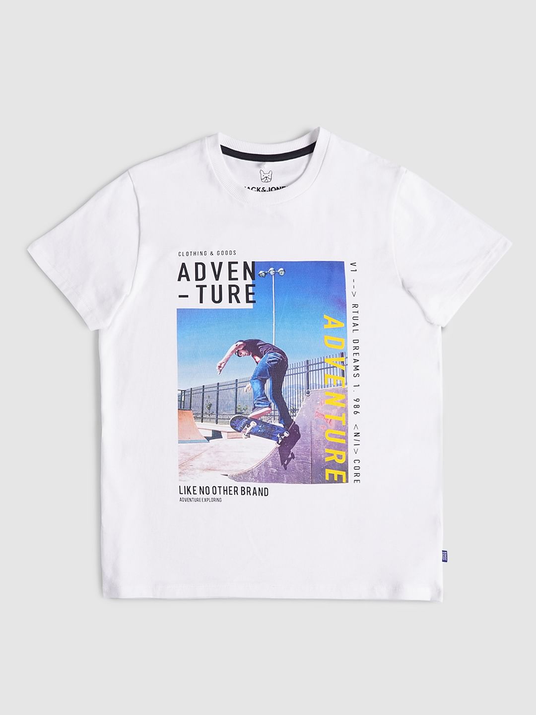 Boys White Crew Neck T-shirt - 9/10Y