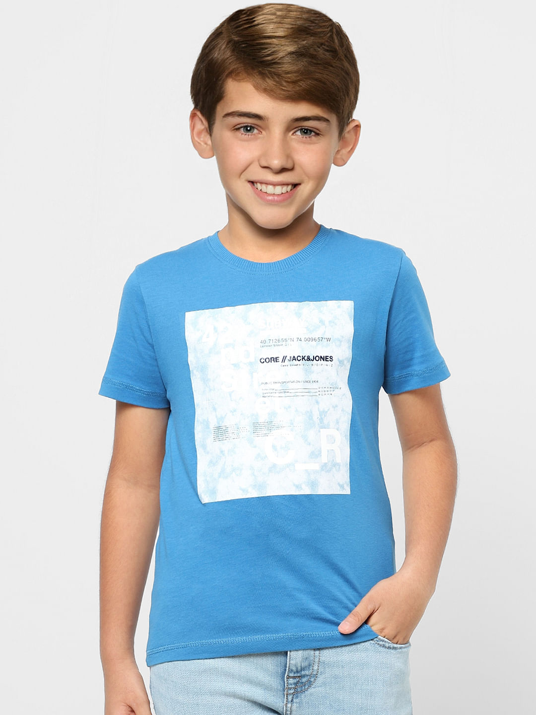 Boys Blue Graphic Print T-shirt
