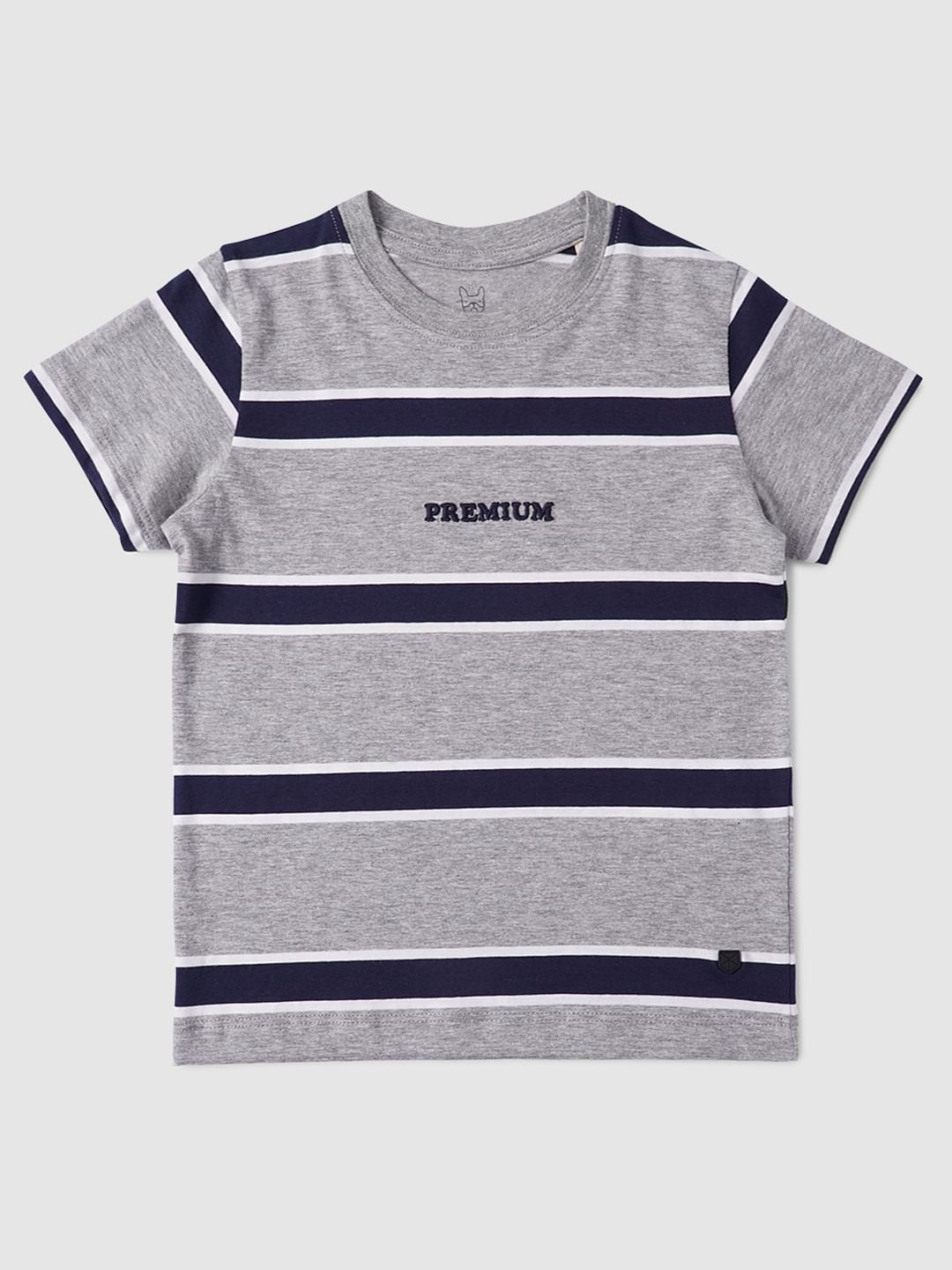 Boys Grey Striped Crew Neck T-shirt - 4/5Y