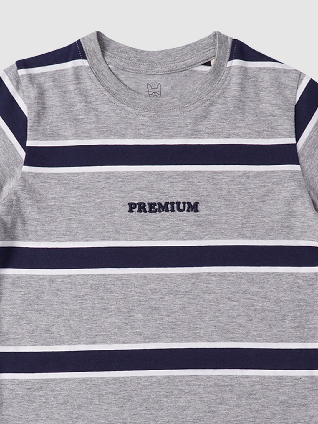 Boys Grey Striped Crew Neck T-shirt