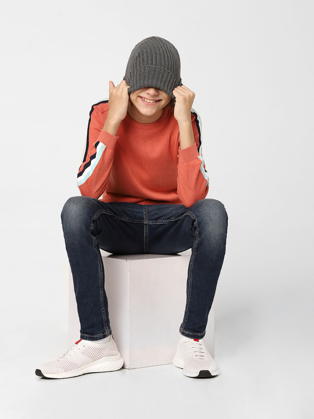 BOYS Orange Tape Detail Pullover