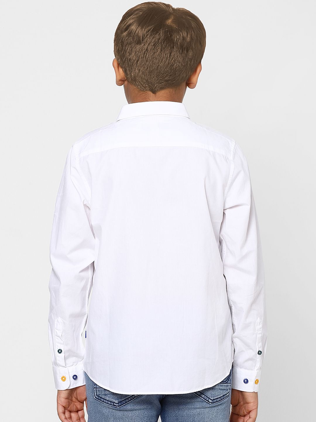 BOYS White Graphic Print Full Sleeves Shirt