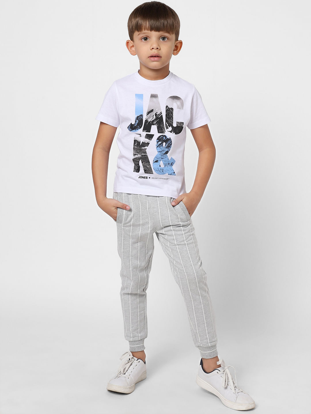 BOYS Grey Striped Sweatpants