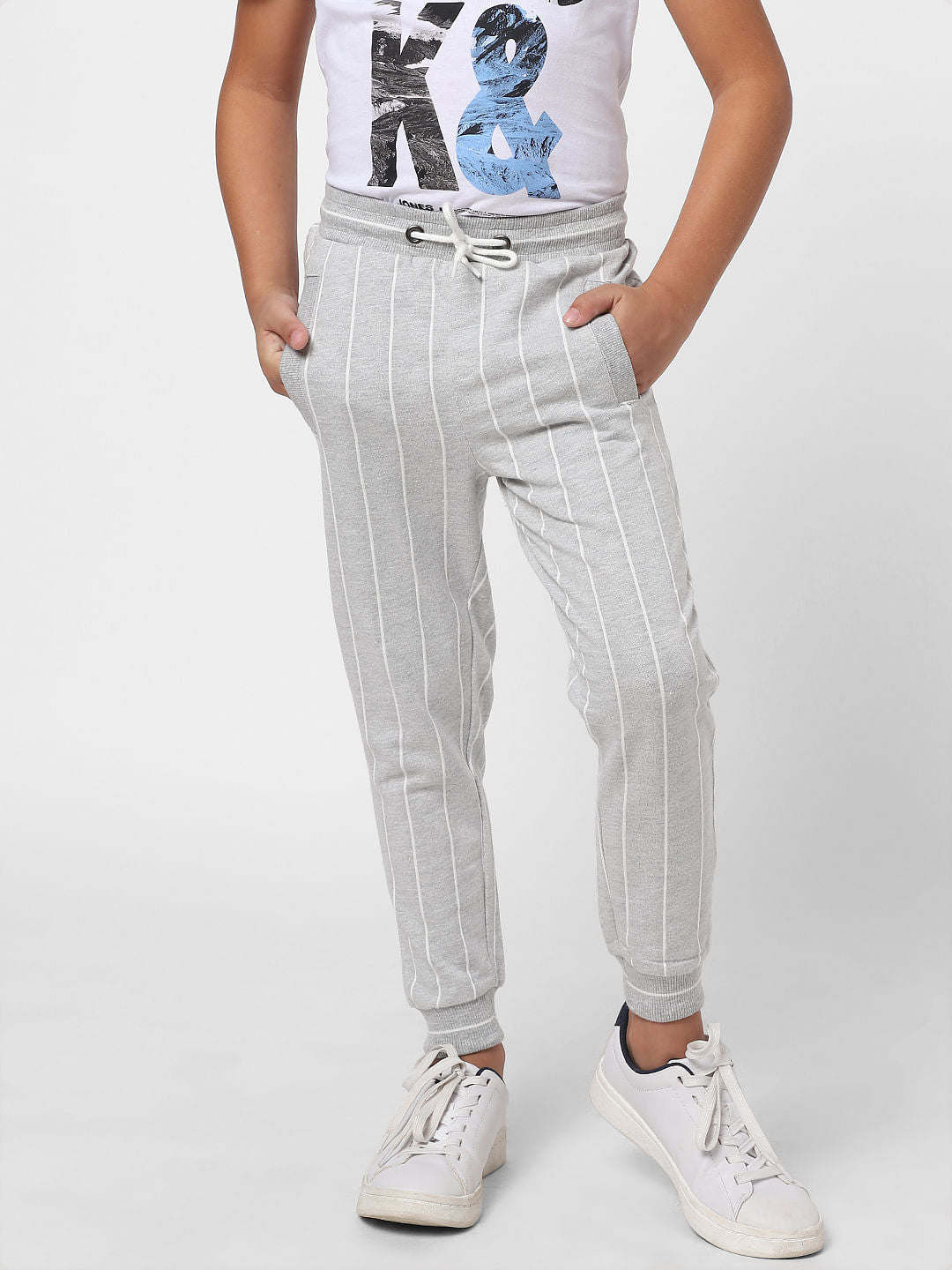 BOYS Grey Striped Sweatpants