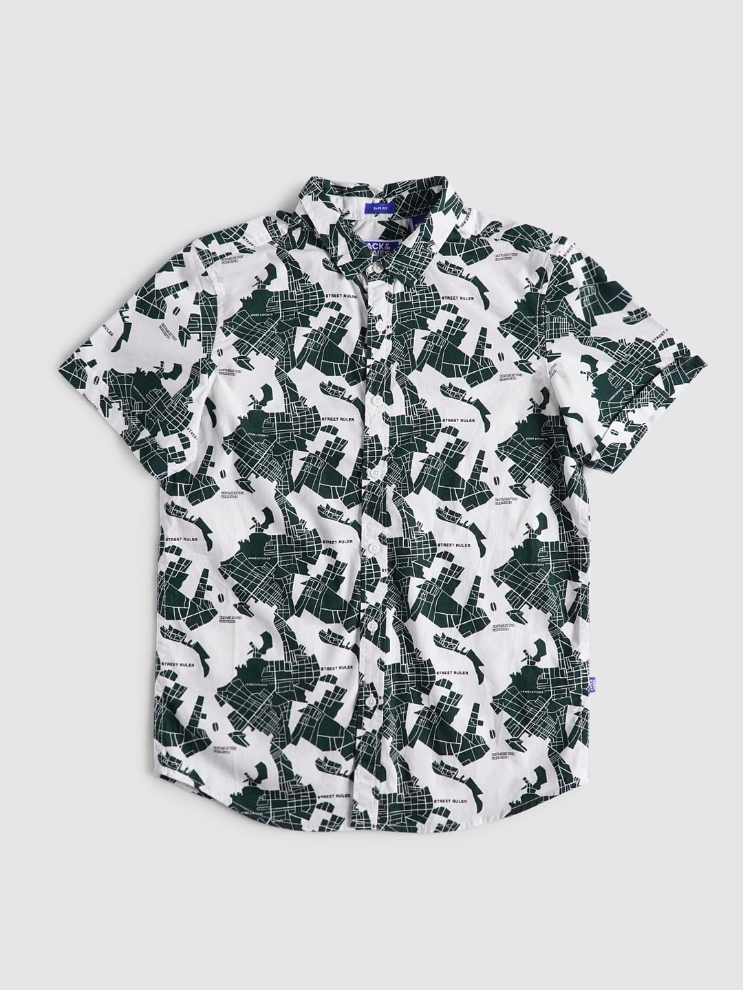 BOYS White Printed Half Sleeves Shirt - 4/5Y