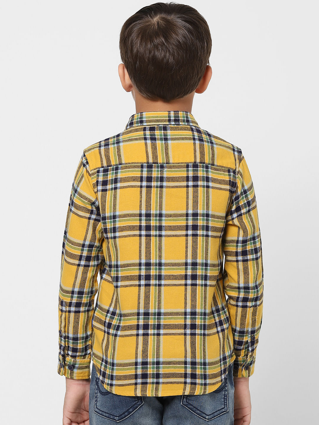 BOYS Yellow Check Full Sleeves Shirt