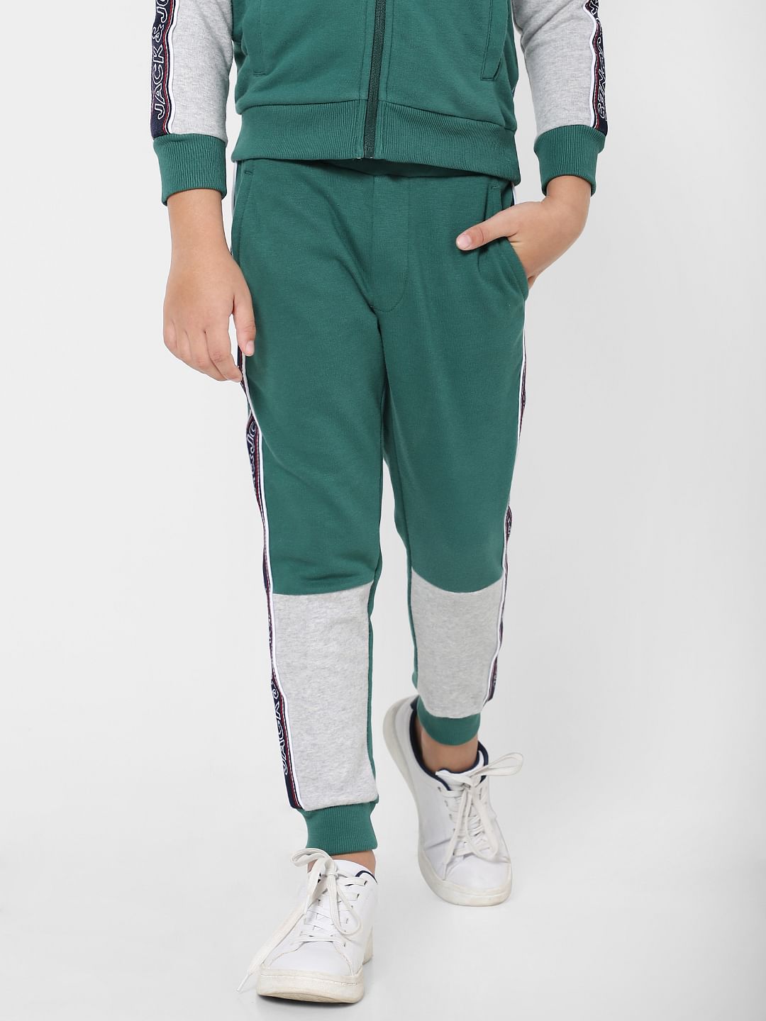 BOYS Green Logo Print Sweatpants